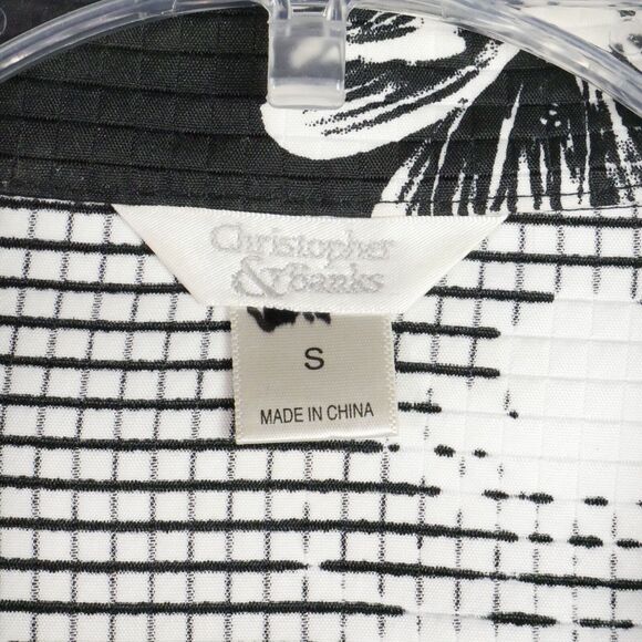 Christopher & Banks Womens Size S Flower Print Black & White Jacket One Button - Picture 3 of 11